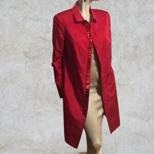 Magaschoni Collection Women’s Red Silk and Stones Dress/Coat